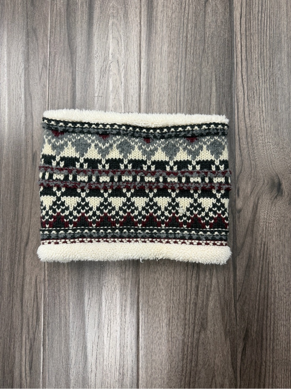 Zara Kids Cozy Fair Isle Knit Neck Warmer - Cream, Gray & Burgundy